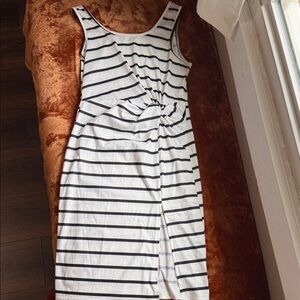 SHEIN Black and White Striped Midi Dress